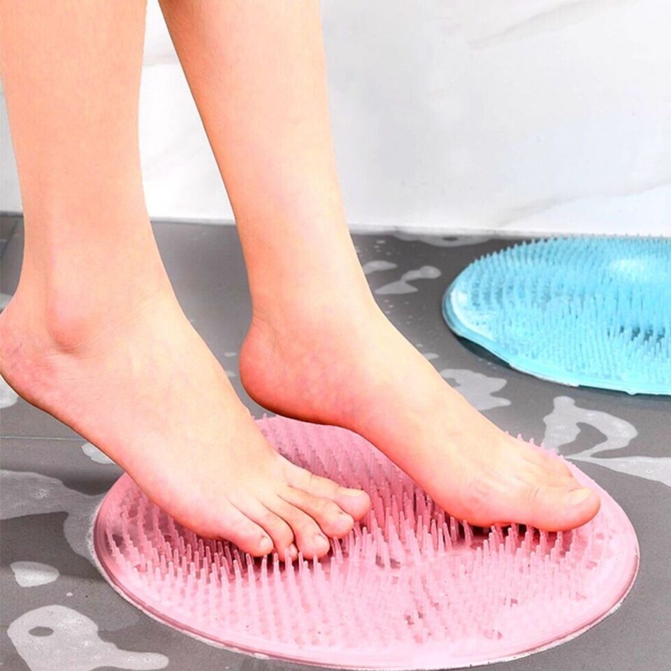 AD Silikon Fırçalı Banyo Masaj Matı ve  Ayaklar için Topuk Masaj Paspası