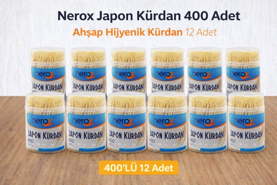 Nerox Japon Kürdan 400 Adet Ahşap Hijyenik Kürdan 12 Adet