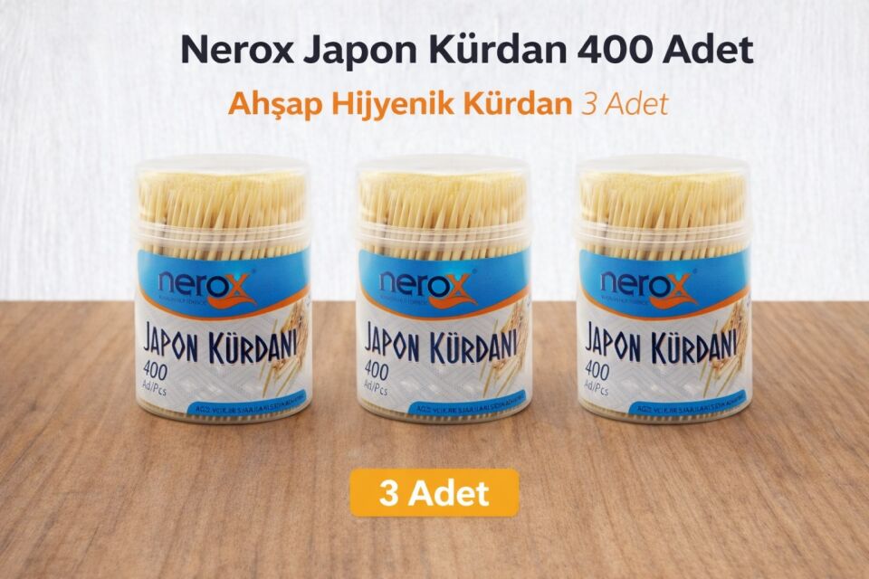 Nerox Japon Kürdan 400 Adet Ahşap Hijyenik Kürdan 3 Adet