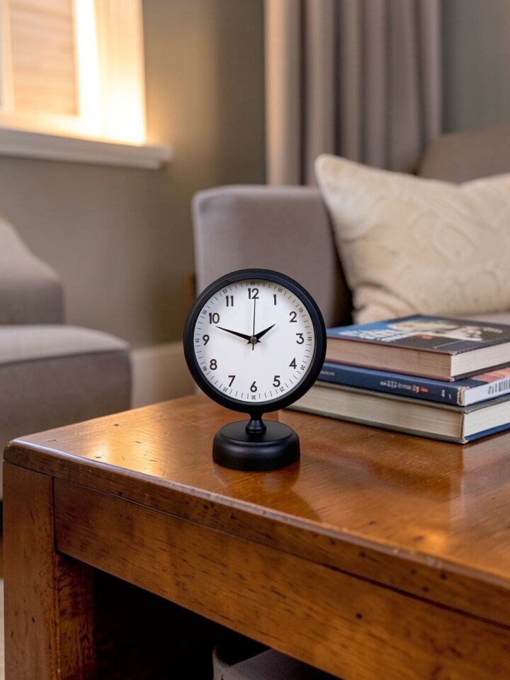 Siyah Standart 25 x 20 Cm Metal Şık Masa Saati