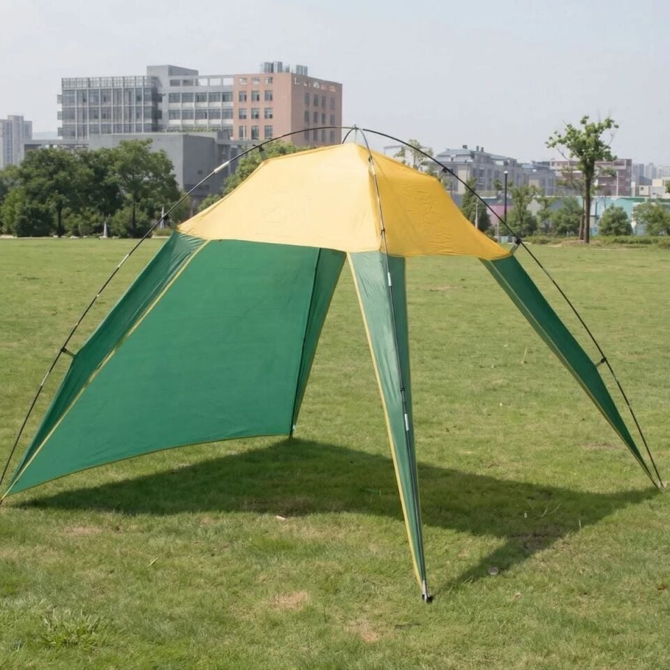 AD 3 Kişilik Yarı Otomatik Plaj ve Kamp Çadırı – 3 Tarafı Açık Gölgelik, Taşınabilir Plaj Tentesi, Piknik ve Outdoor Çardak 200x170x150 cm