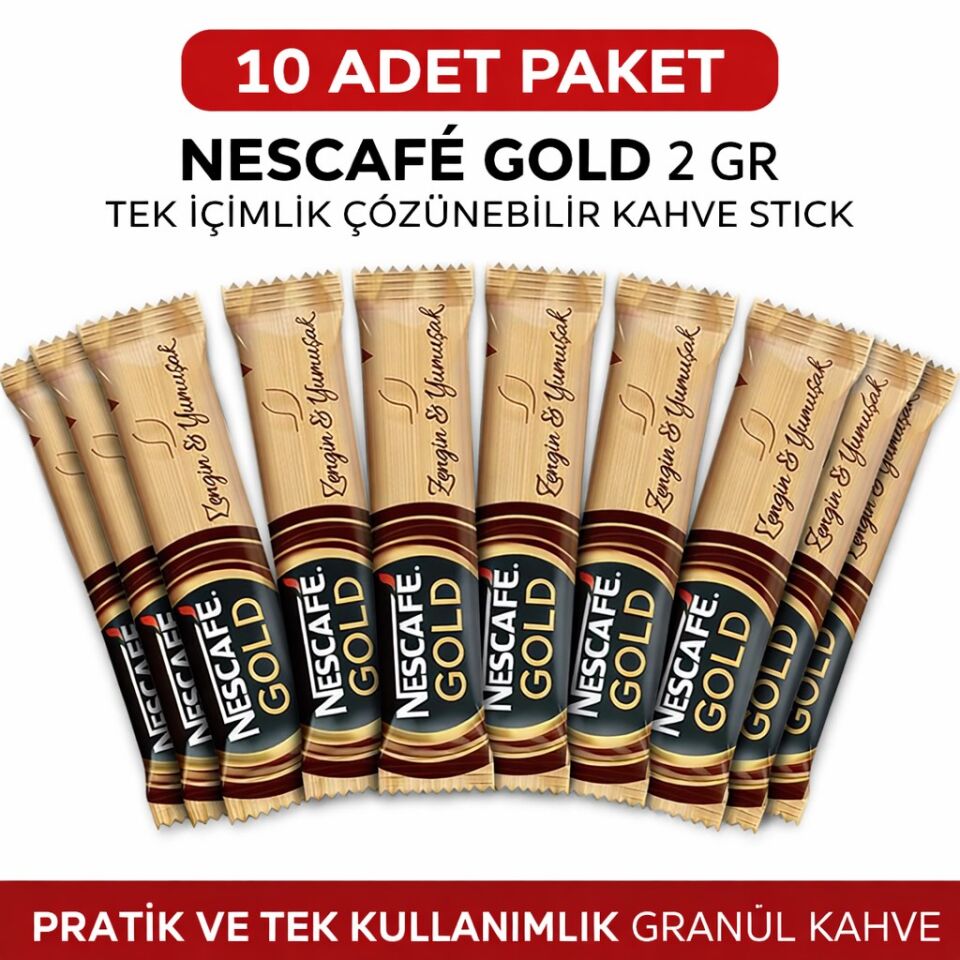 Nescafe Gold 2 Gr 10 Adet Tek İçimlik Stick Çözünebilir Granül Kahve Paket