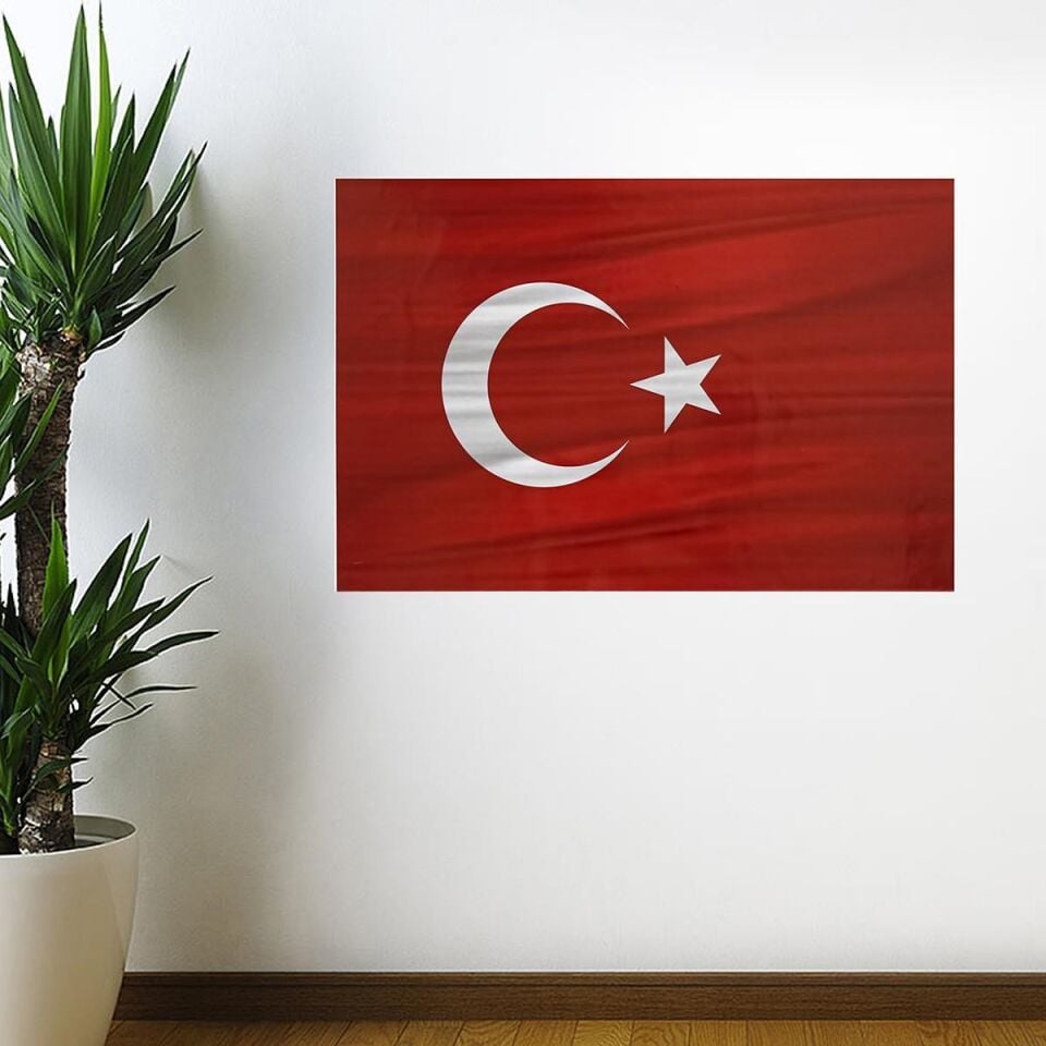 AD Dalgalanma Efektli Manyetik Duvar Stickerı Türk Bayrağı 75 x 50 cm