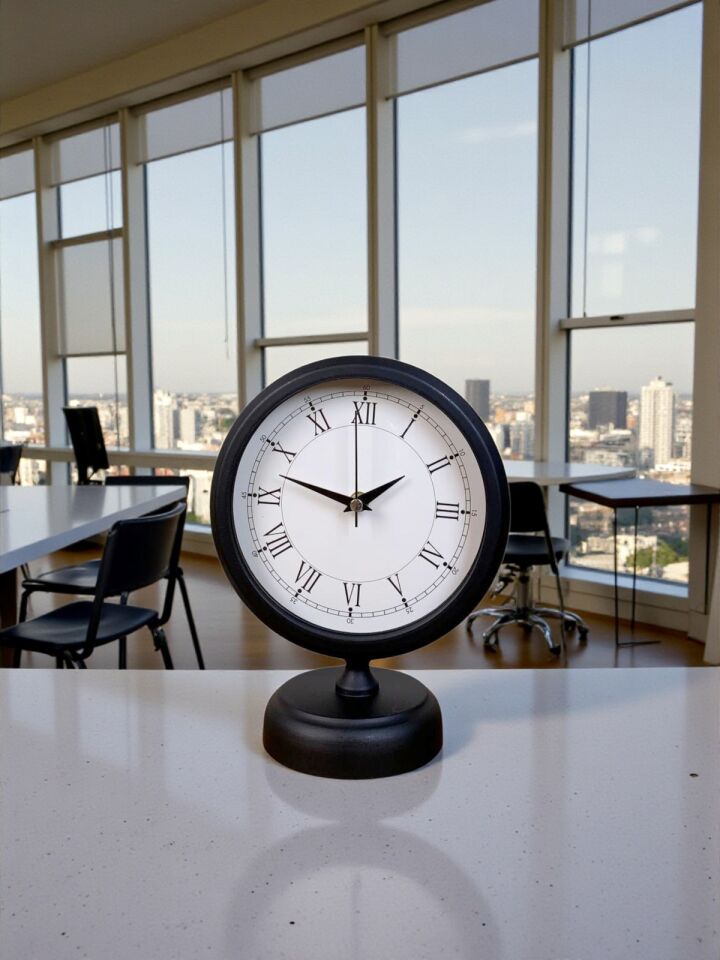 Siyah Roma Rakamlı 25 x 20 Cm Metal Masa Saati