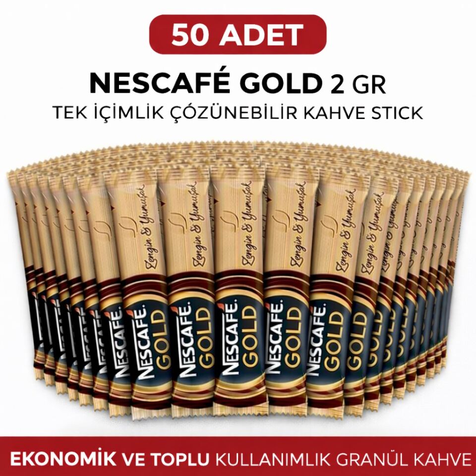 Nescafe Gold 2 Gr 50 Adet Tek İçimlik Stick Çözünebilir Granül Kahve Toplu Paket