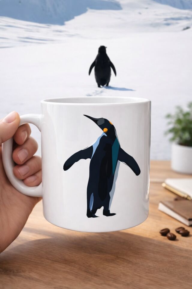 Nihilist Penguen Tasarımlı Porselen Kupa MODEL 159 – Sürüden Ayrılanlara Özel Minimalist Kahve Kupası – Özgün Tasarım Hediyelik Kupa