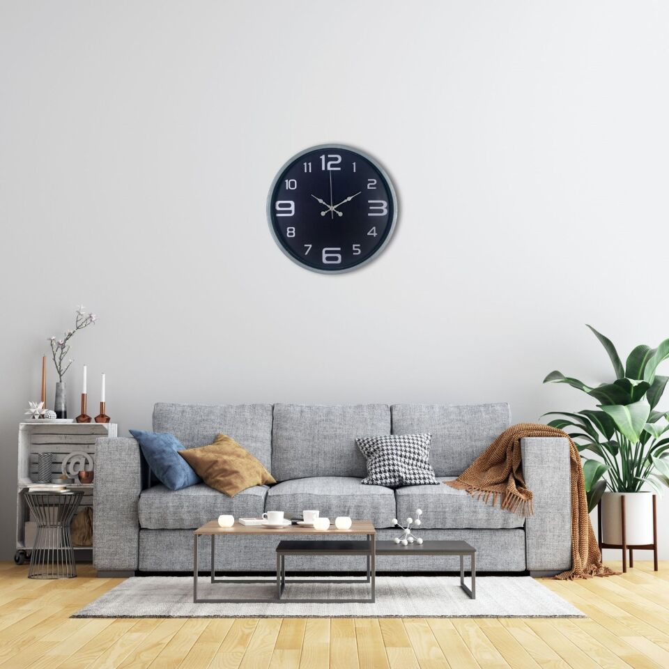 36 Cm Gri Dekoratif Duvar Saati