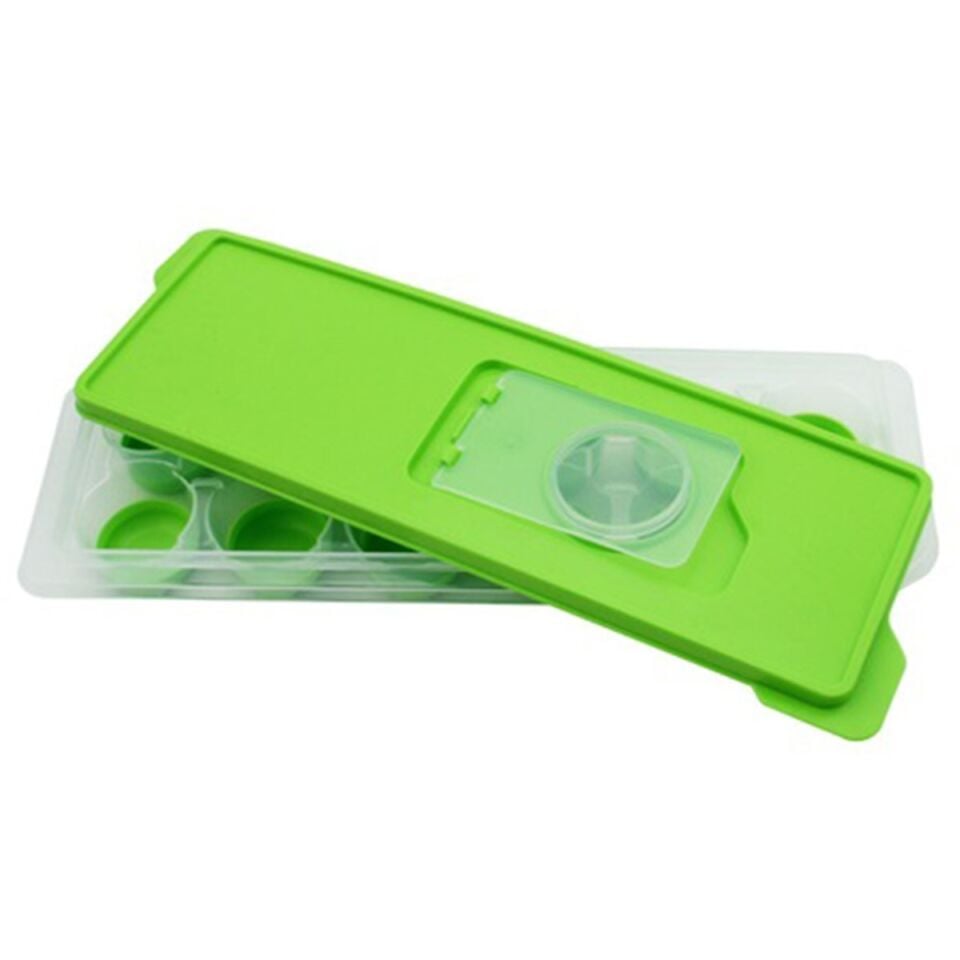 AD 12li Kapaklı Yapışmaz Silikon Tabanlı Plastik Küp Buz Kalıbı