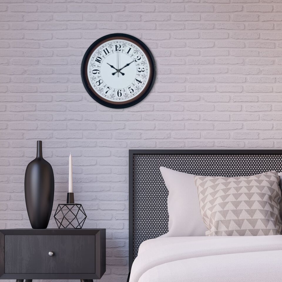 Siyah Motifli 36 Cm Duvar Saati