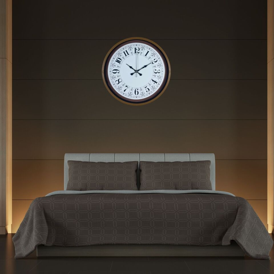 Kahverengi Motifli 36 Cm Duvar Saati