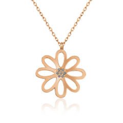 925 Ayar Gümüş Rose Çiçek Bayan Gümüş Kolye T5115 (491491)