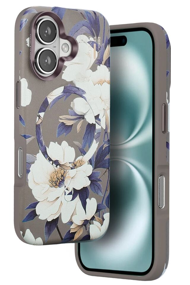 Mey İthalat®  iPhone 16 Flower Series Magsafe Kapak - Gri