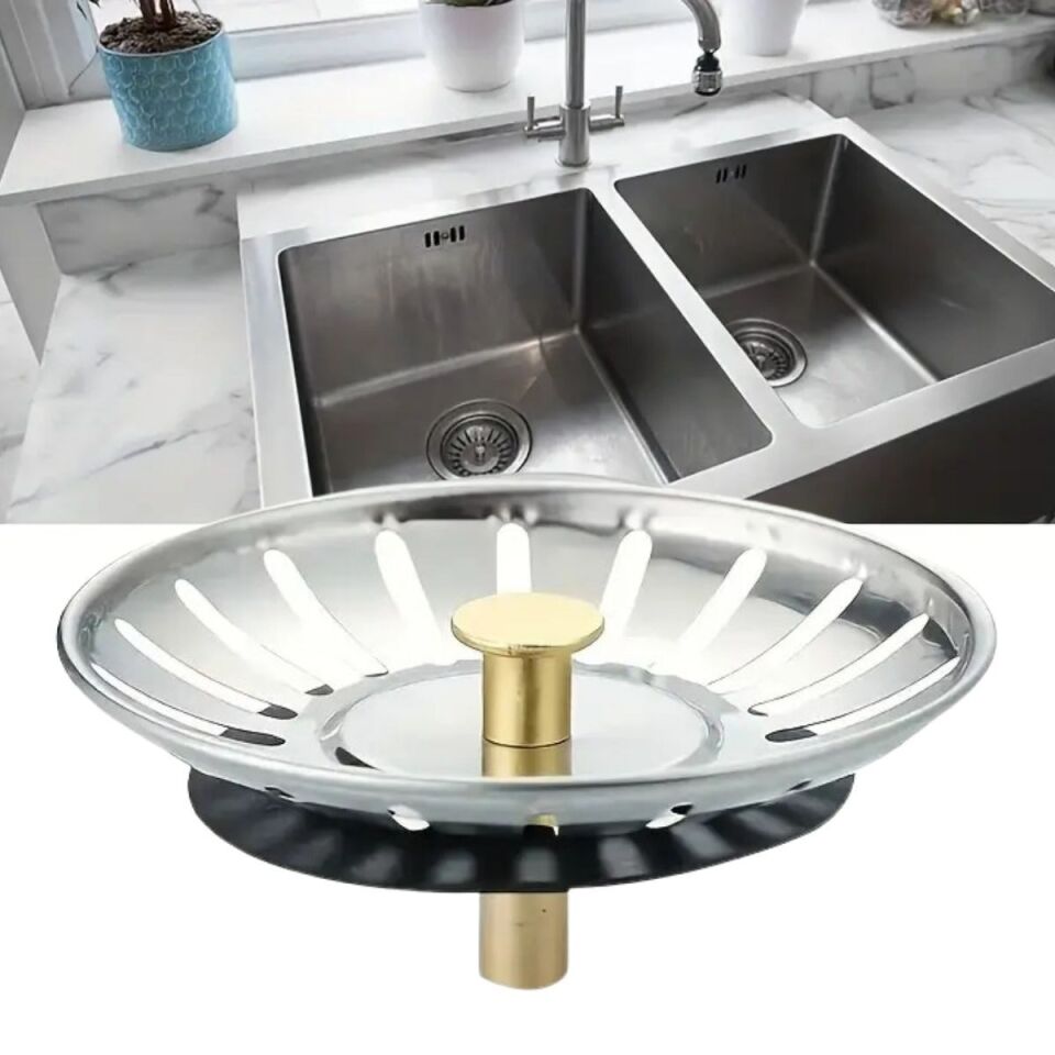 AD Paslanmaz Çelik Mutfak Evye Lavabo Süzgeci Lavabo Gideri Atık Gıda Tıpası