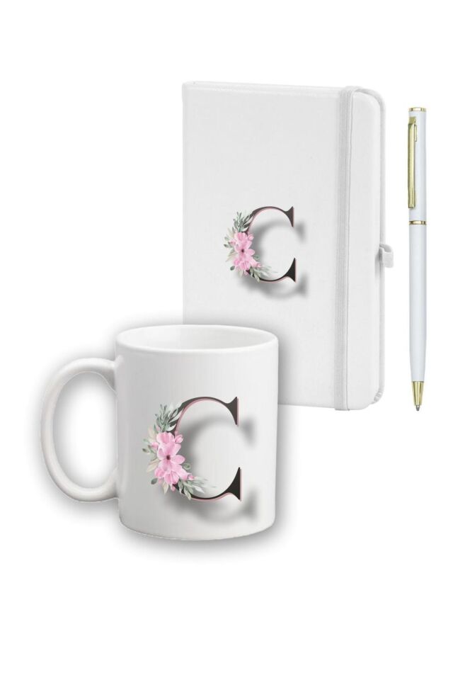 Çiçek Desen Ajanda, Kupa Ve Kalem Seti