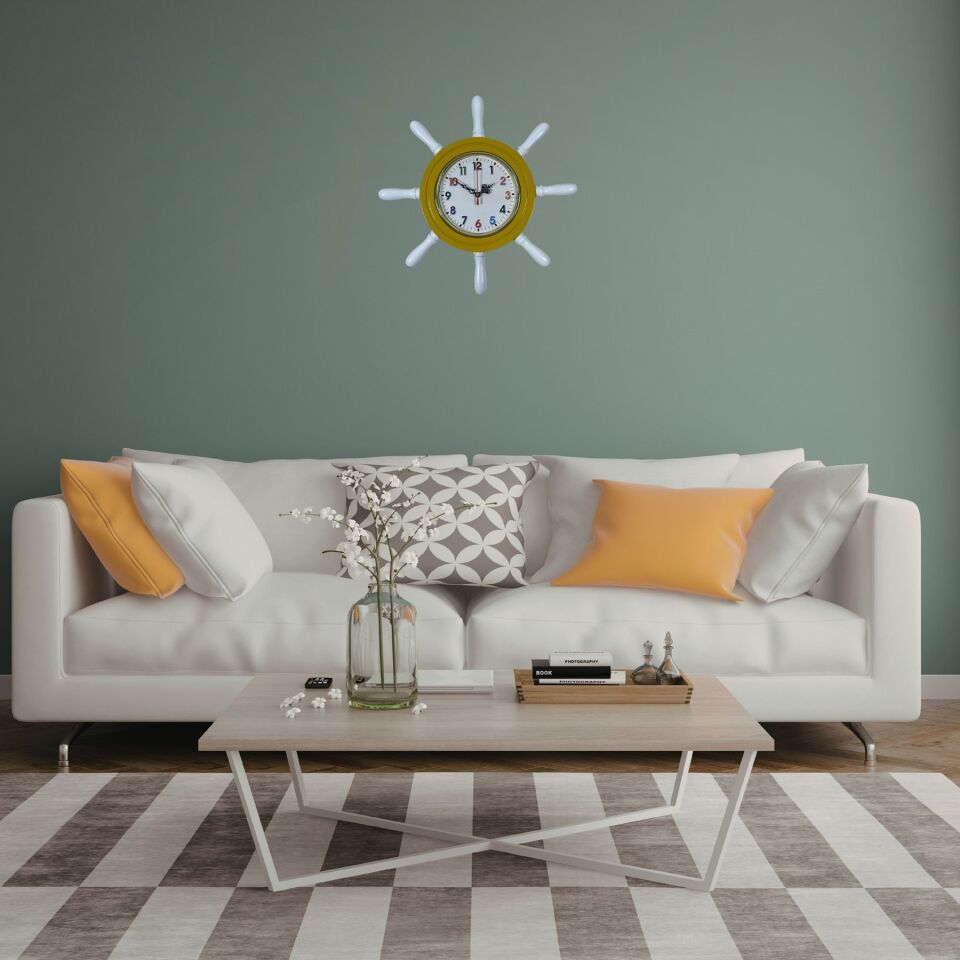 Sarı Marine Sun Kavelalı Dümen Duvar Saati