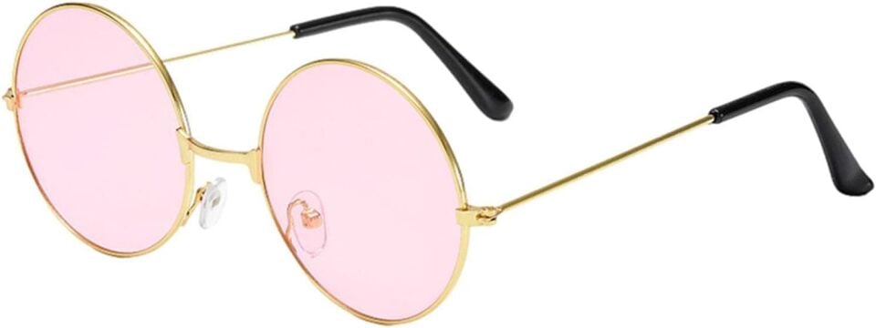 Yuvarlak Cam John Lennon Tarzı Gold Pembe Gözlük