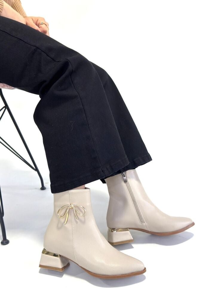 Harly Bej Cilt Topuklu Bot