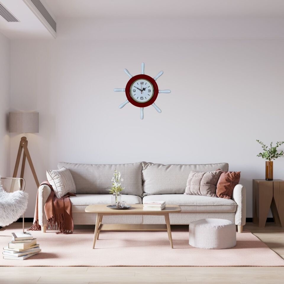 Kırmızı Kavelalı Dümen Duvar Saati
