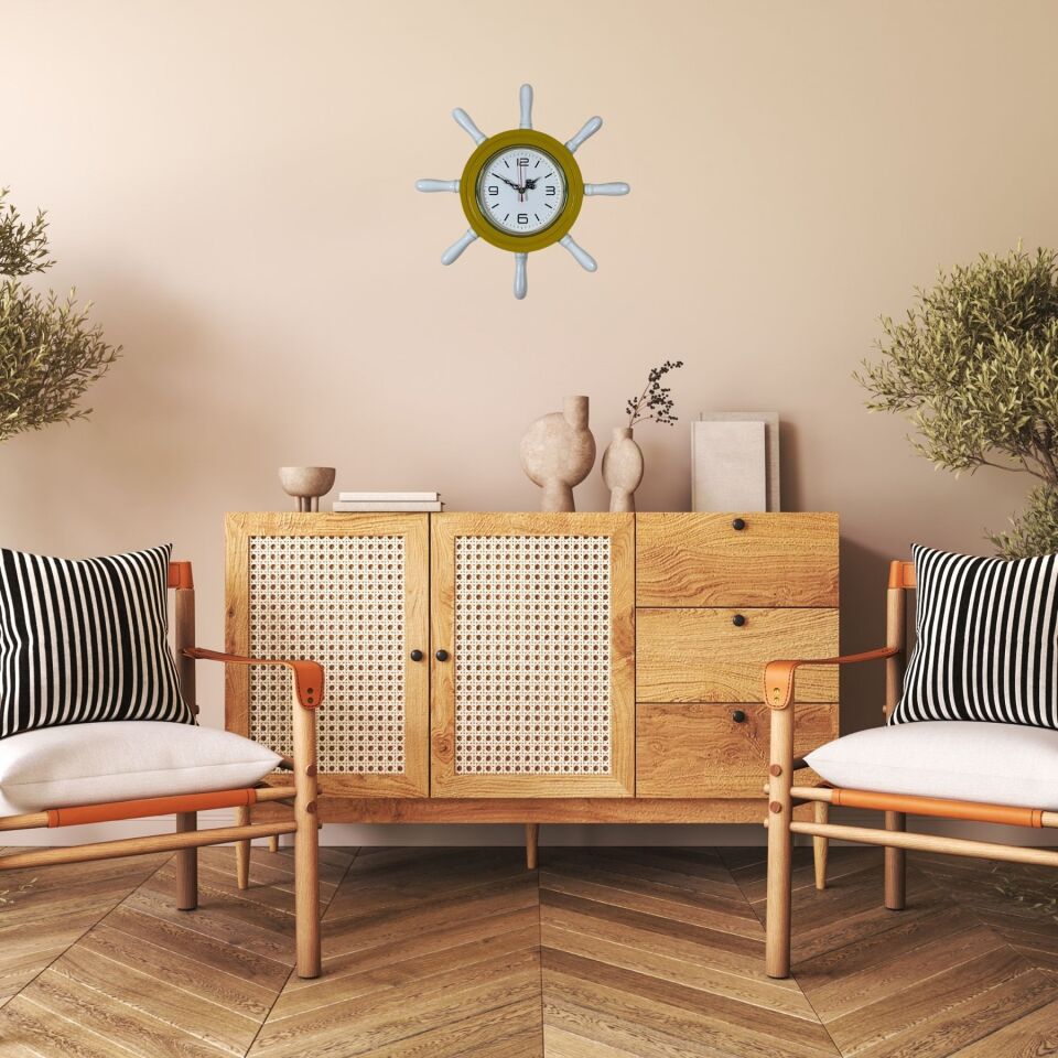 Sarı Marine Kavelalı Dümen Duvar Saati