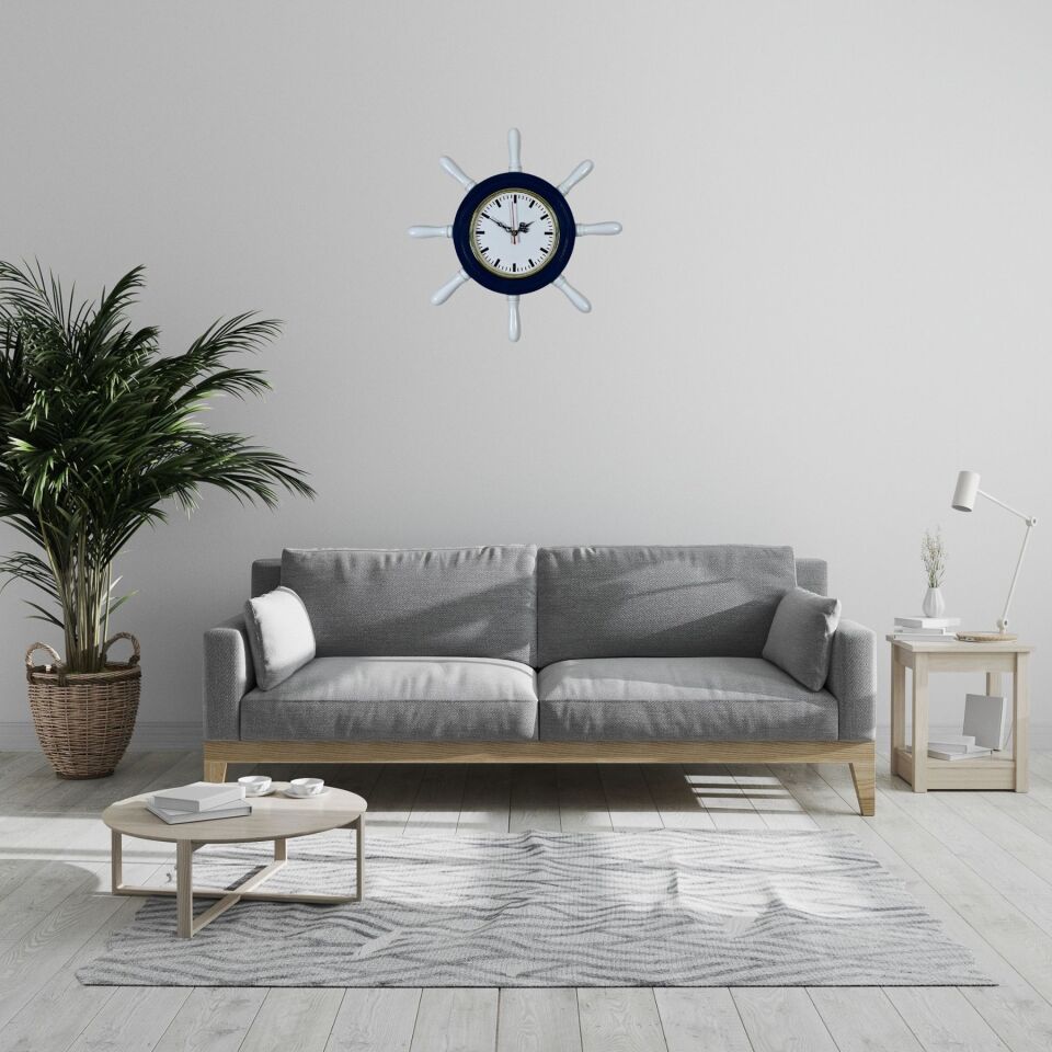 Lacivert Sade Kavelalı Dümen Duvar Saati