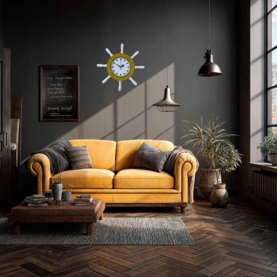 Sarı Standart Kavelalı Dümen Duvar Saati